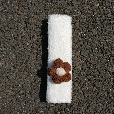 Seat belt shoulder pad, Cute Bear Kidsren's Car - lamb-velvet-wool-flower-dark-brown-color-25x75cm35g-can-be-customized