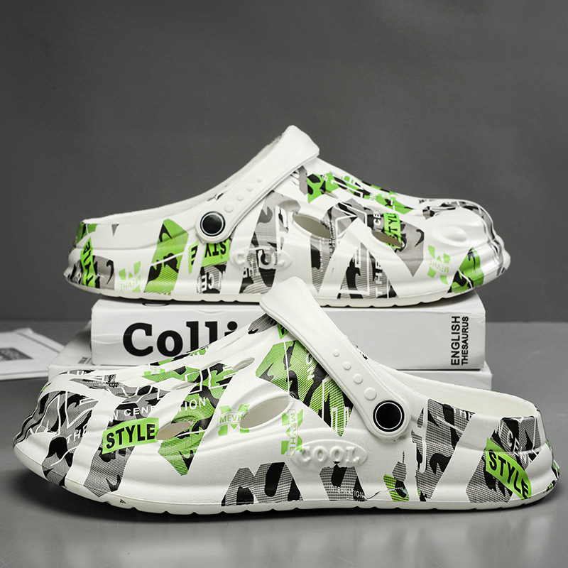 Zapatos Croc para hombre, novedad de verano, ropa exterior de moda, zapatillas Baotou, zapatos de playa antideslizantes de suela gruesa, sandalias y zapatillas informales para exteriores