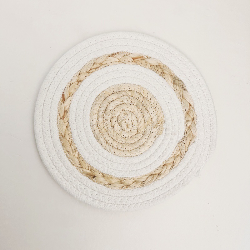 Juego de adornos de pared de paja tejido de paja tejido a mano hierba de calabaza hierba colgante de piel de maíz colgante de pared folklore bohemio