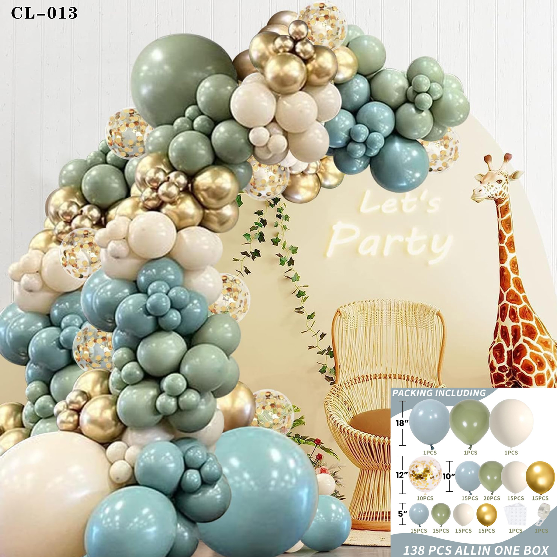 Cruz-frontera serie bosque bola verde cadena traje niños cumpleaños tema Fiesta decoración selva diseño globos