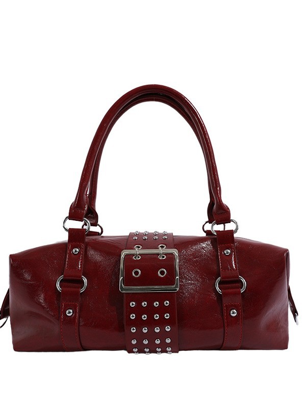 Diseño coreano de nicho de alta calidad, locomotora de chicas calientes, bolso de gran capacidad, remaches retro de viaje, mochila de hombro.