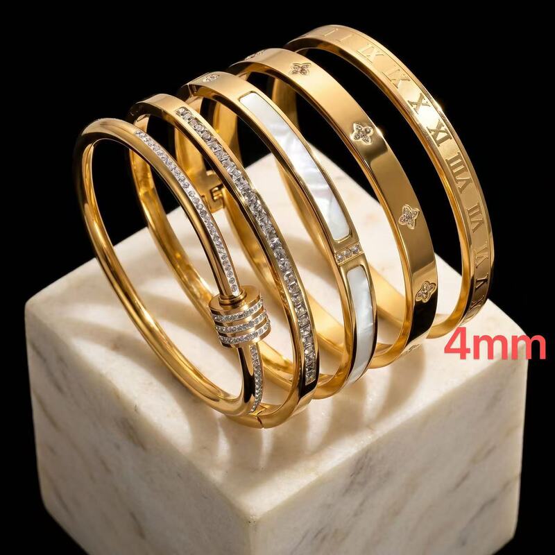 Stainless Steel Bracelet Zircon Titanium Steel Bracelet Women's Fashion High-End Bracelet Niche Temperament Versatile Hand Jewelry Wholesale