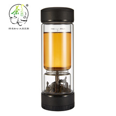 WI25茶之戀鈦晶版茶水分離泡茶杯雙層玻璃杯便攜旋轉過濾男士水杯
