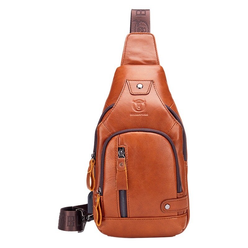 Bolso de pecho de cuero suave para hombre de primera capa de piel de vaca de Captain Niu, moderno bolso cruzado de cuero genuino para exteriores, informal, de gran capacidad para tabletas