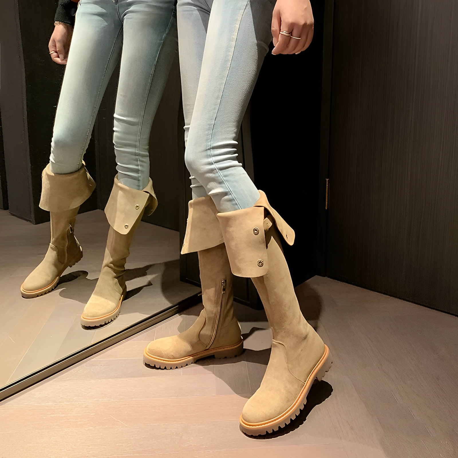 ウール ~ 雪地ブーツ2着ブーツ冬保温ブーツ女の厚い底が膝を越えて痩せているブーツ