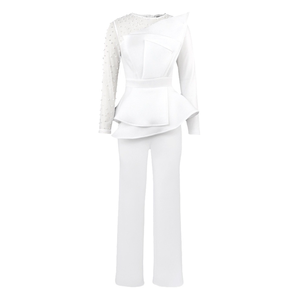 AM220928 diseñador de costura con cuentas mono adelgaza el vestido del banquete trajes para las mujeres