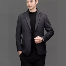 秋冬装新款男士双面呢羊毛大衣青中年短款休闲时尚西服毛呢外套男