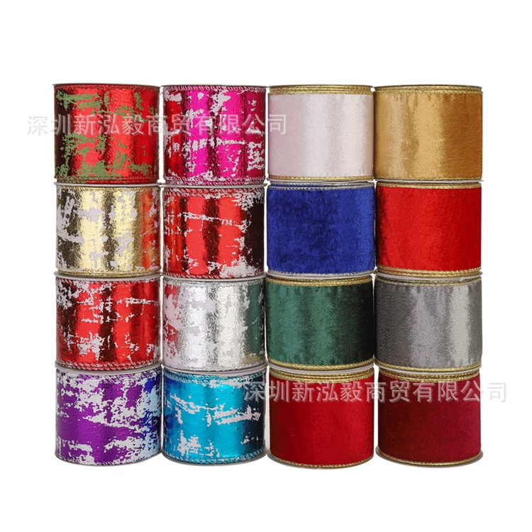 Hongyi фланелевая шелковая Рождественская манжета железная проволока с золотым краем лента украшение рождественской елки DIY лента с бантом ручной работы