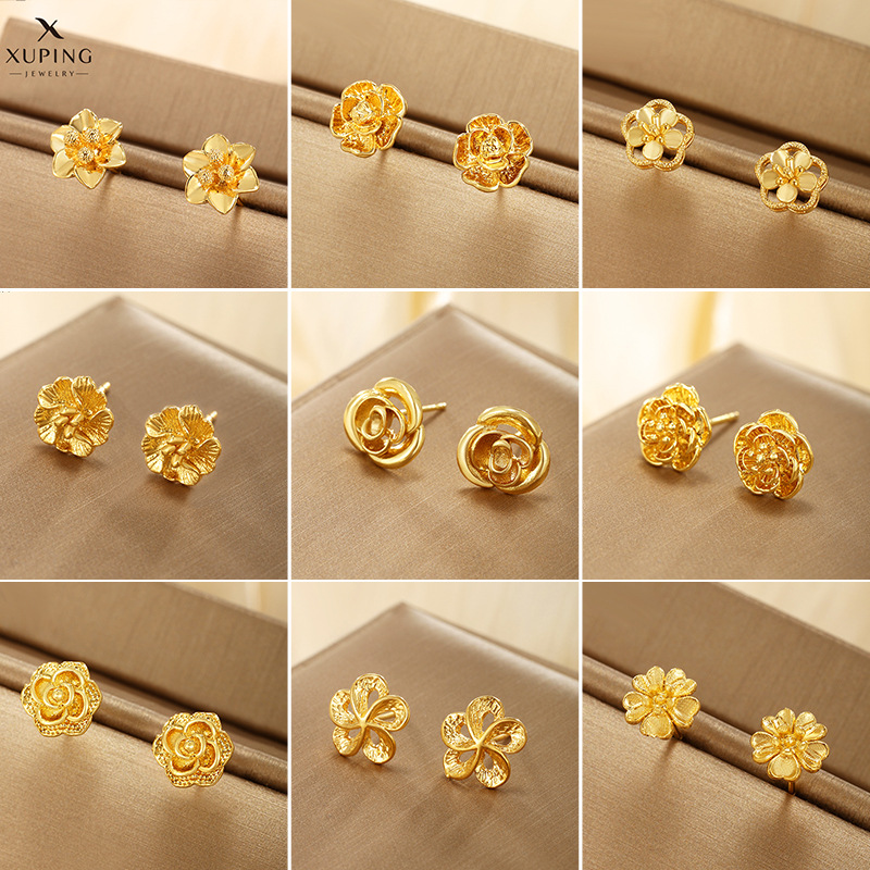 Xuping Jewelry Fairy Style Plantas Flores Pendientes Pendientes de diseño de temperamento simple retro femenino Pendientes