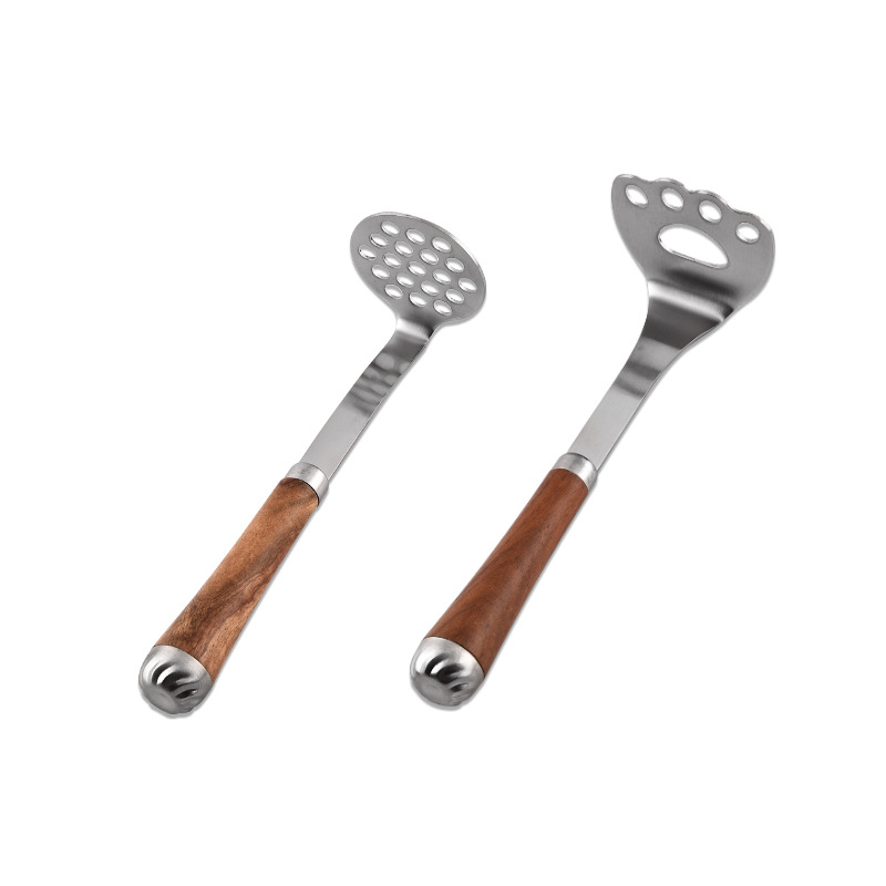 304 Stainless Steel Rosewood Handle Potato Masher Baby Food Supplement Masher Press Household Auxiliary Tool
