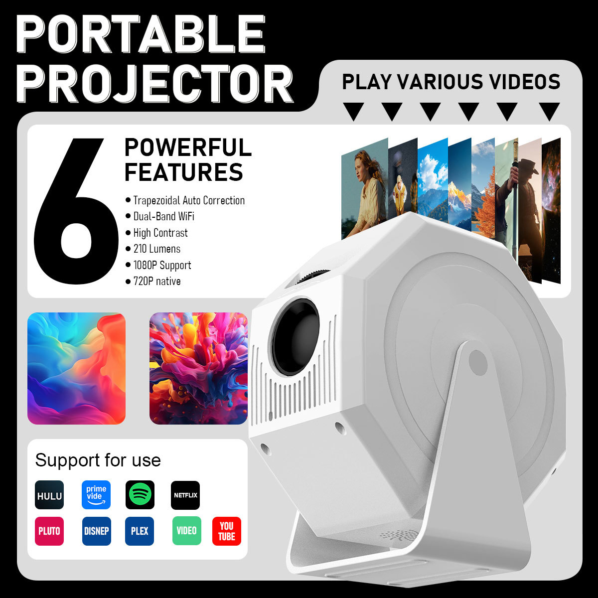 Projector New Z3 Home Projector Ultra High Definition 1080P Short Throw Home Theater Wall Projection Factory Direct Batch