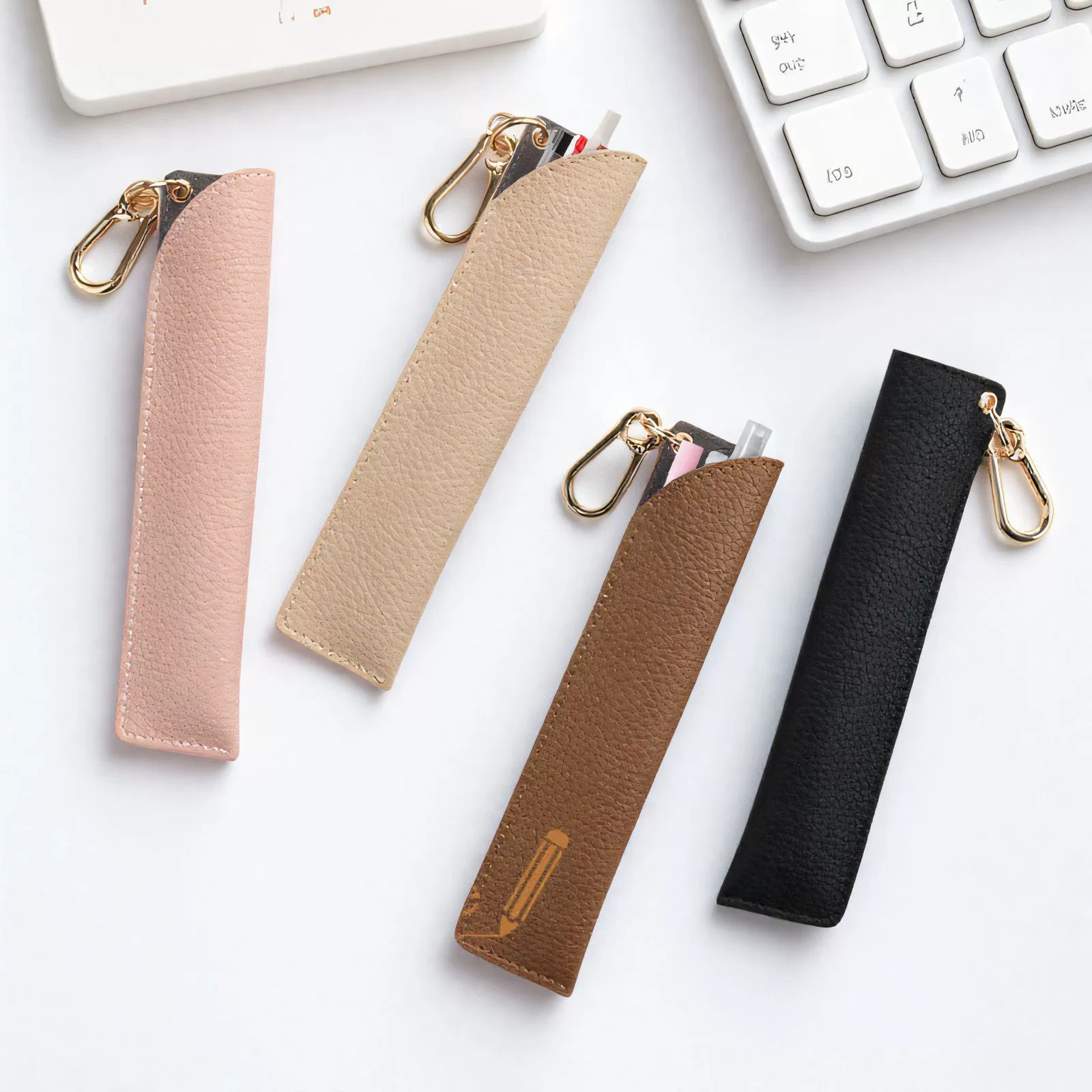 Спотовые портативные две сумки для ручек и ручек с рисунком личи кожаный чехол для ручек с сумкой