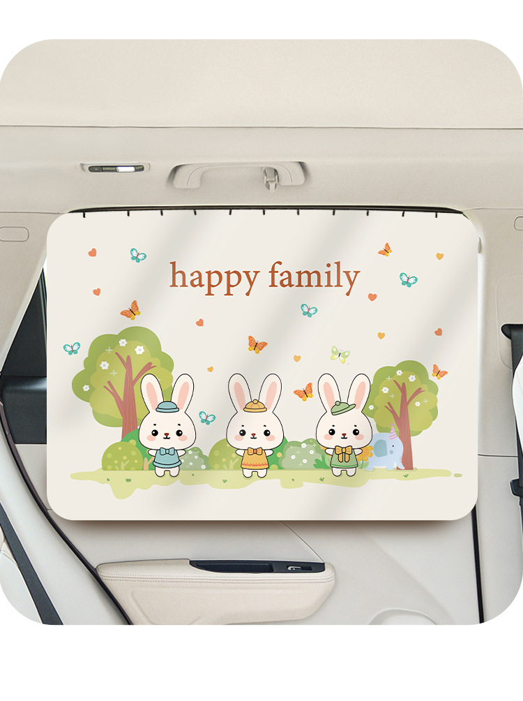 Car Window Sunshade Curtain, Track-Type Embedded Sunshade Curtain for Car, Baby Cartoon Car Sunshade