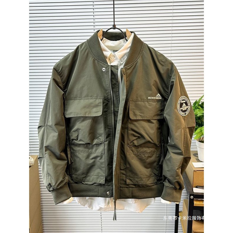 Spring New Japanese Style Trendy Handsome Jacket Men's Casual Baseball Jacket Pilot Jacket Multi-Pocket Workwear Top