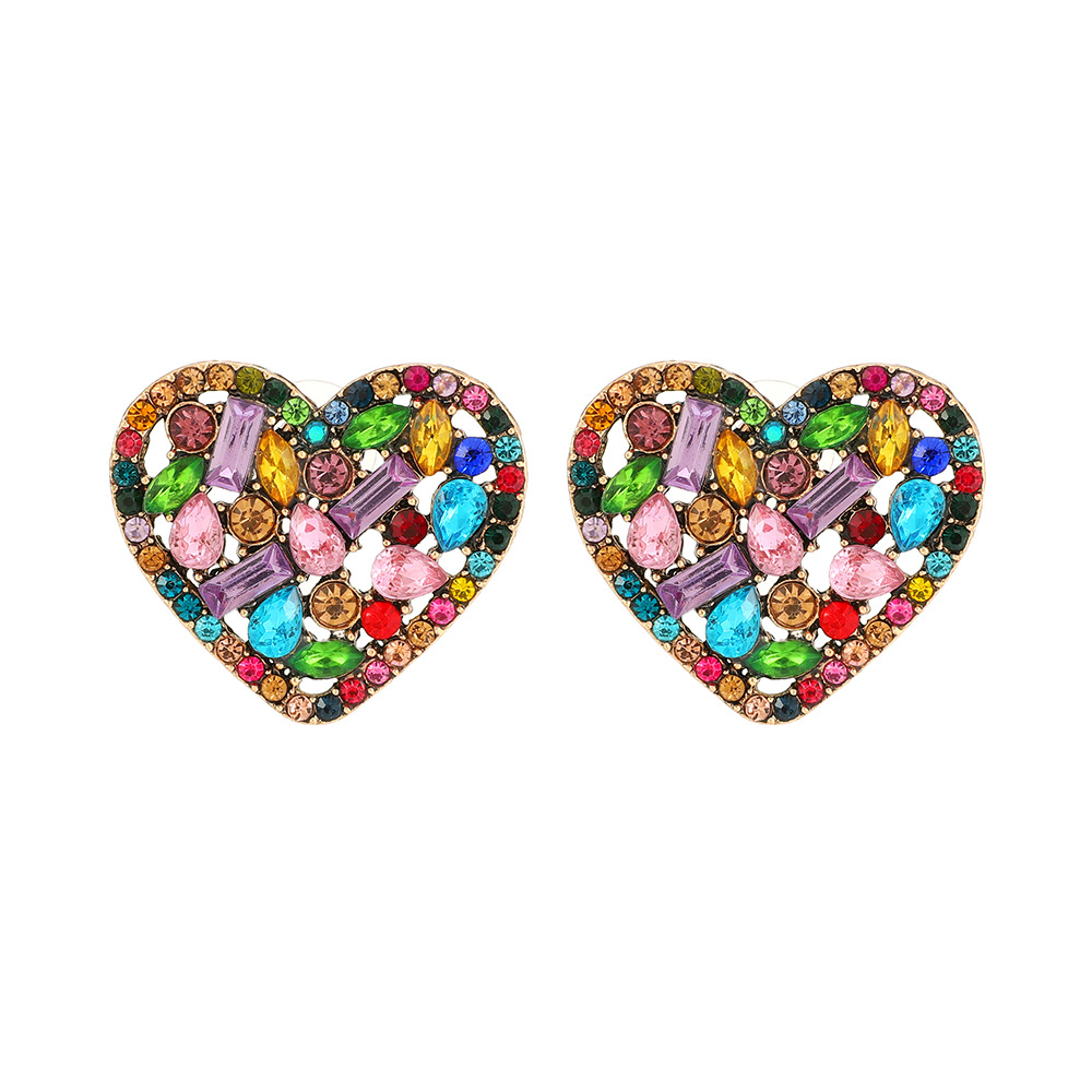 1 Pair Simple Style Heart Shape Glass Plating Women's Ear Studs display picture 1