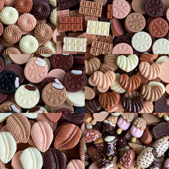 small size Mini Rice brown Food Play Chocolate Ice Bar Candy Resin Accessories Biscuit Gel Drop Mobile Phone Case Refrigerator Sticker
