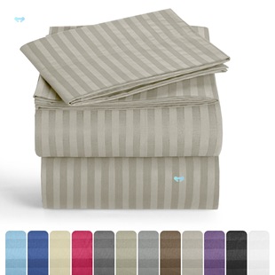 Lux Decor 4 Pieces Striped Bed Sheets Set - Hotel Luxury