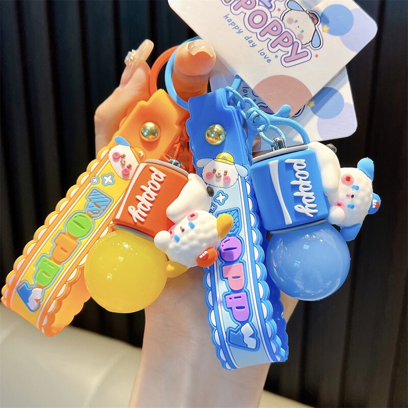 Personalized luminous bulb cartoon Pacha dog soda bottle key chain school bag pendant car key chain claw machine gift Personalized luminous bulb cartoon Pacha dog soda bottle key chain school bag pendant car key chain claw machine gift