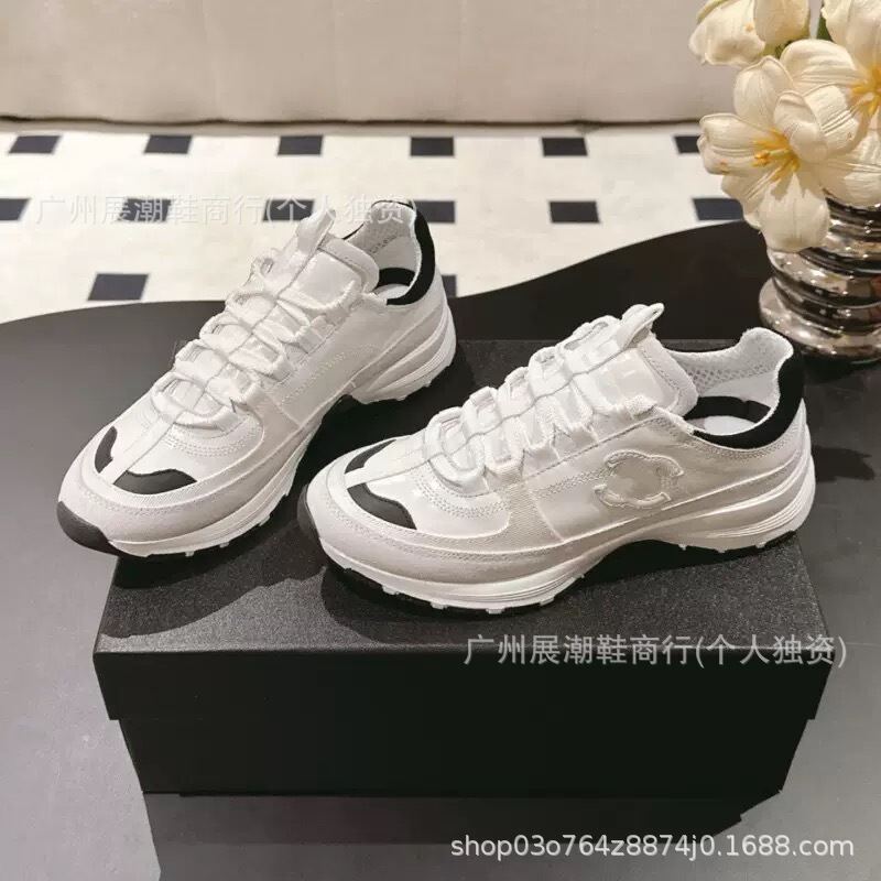 New High-End Version of Chanel 25P Genuine Leather Casual Sneakers, German Training Sneakers, Lace-Up Baseball Shoes for Women New High-End Version of Chanel 25P Genuine Leather Casual Sneakers, German Training Sneakers, Lace-Up Baseball Shoes for Women