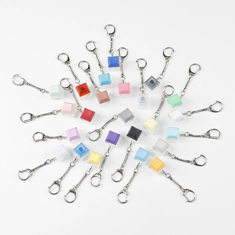 tester: Acrylic single‑shaft keycap tester keychain, multi‑color, decompression mechanical switch tester