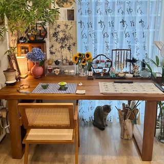 宋代美学茶桌书桌一体两用家用茶桌椅组合大板茶台办公室泡茶桌子
