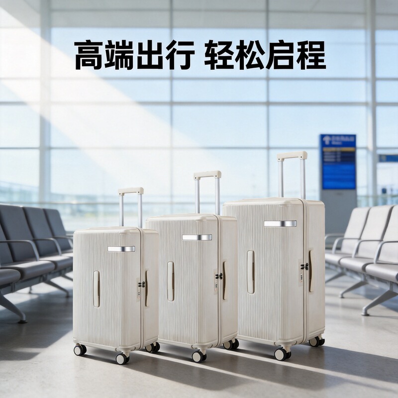 Waterproof Beige Three-Piece Trolley Travel Suitcase Set Lightweight Hard Shell Travel Laptop Luggage Set with Cup Holder Waterproof Beige Three-Piece Trolley Travel Suitcase Set Lightweight Hard Shell Travel Laptop Luggage Set with Cup Holder