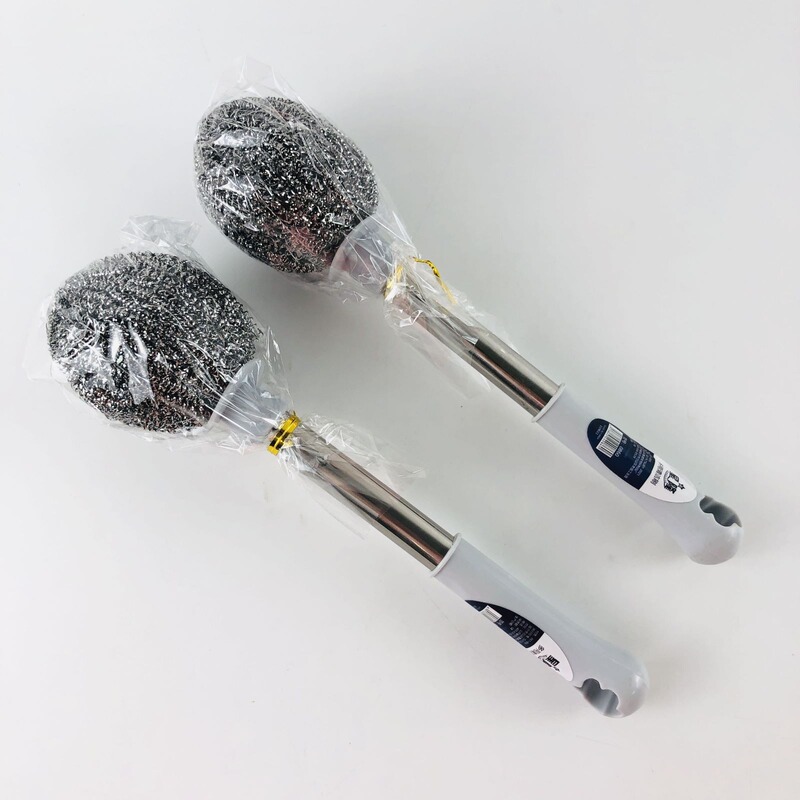 スチールワイヤーボールロングハンドルステンレススチールポットブラシ吊り下げ可能なキッチン食器洗いアーティファクト延長ハンドルボールブラシ手が濡れない耐久性|undefined