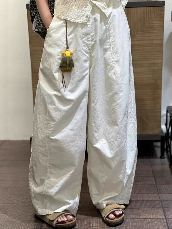 南油小众设计同款时尚百搭休闲空气裤女秋季新款抽绳工装风阔腿裤|undefined