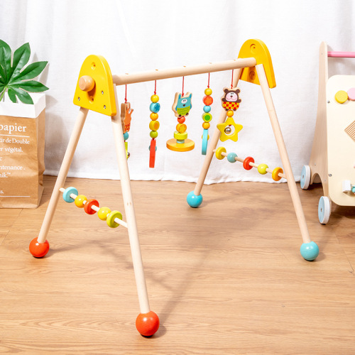 Cross-border wooden newborn fitness toy, baby gym ring exercise stand, training hand-grab walking fitness frame for infants