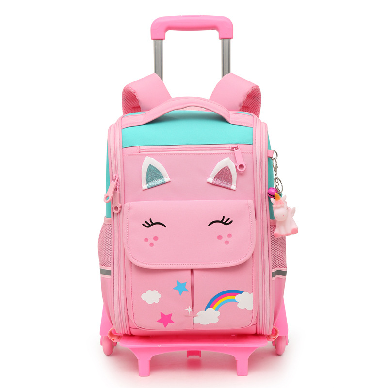 Mochila escolar con ruedas para niñas de primaria, mochila infantil, mochila plegable de dibujos animados de alta gama para estudiantes de quinto grado, mochila con ruedas para estudiantes de primaria, venta al por mayor