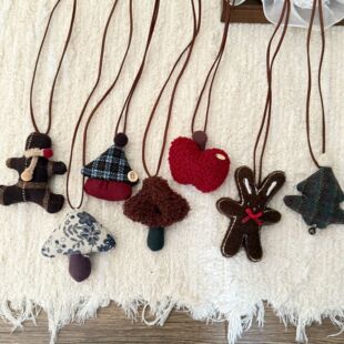 New Arrival Fabric Mushroom Apple Gingerbread Man Children's Necklace Hanging Accessories