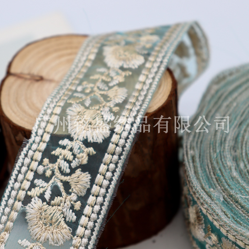 3CM民族風刺繍レース補助材料レース刺繍真珠リボン服装漢服バッグアクセサリーDIY卸売り