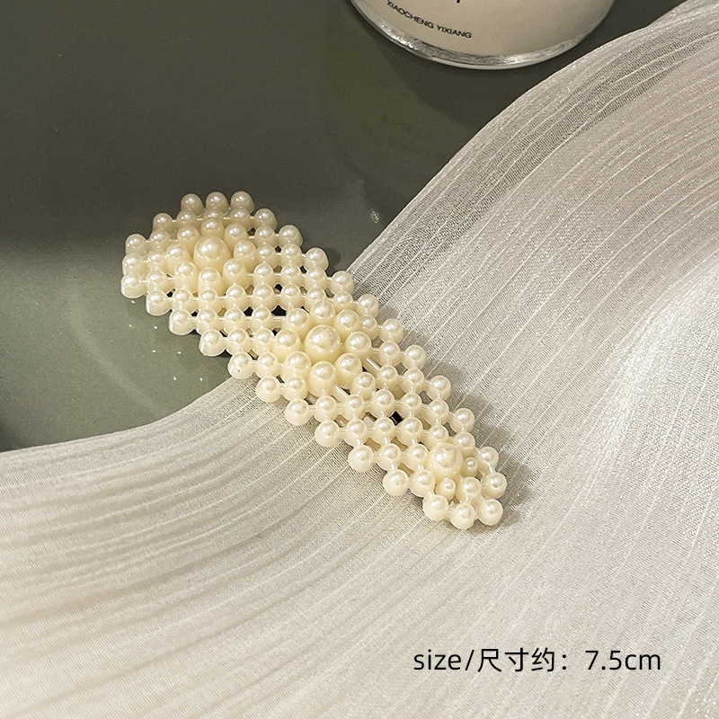 Clip coreano con perla roja – pinza BB elegante y simple, estilo sofisticado, venta al por mayor