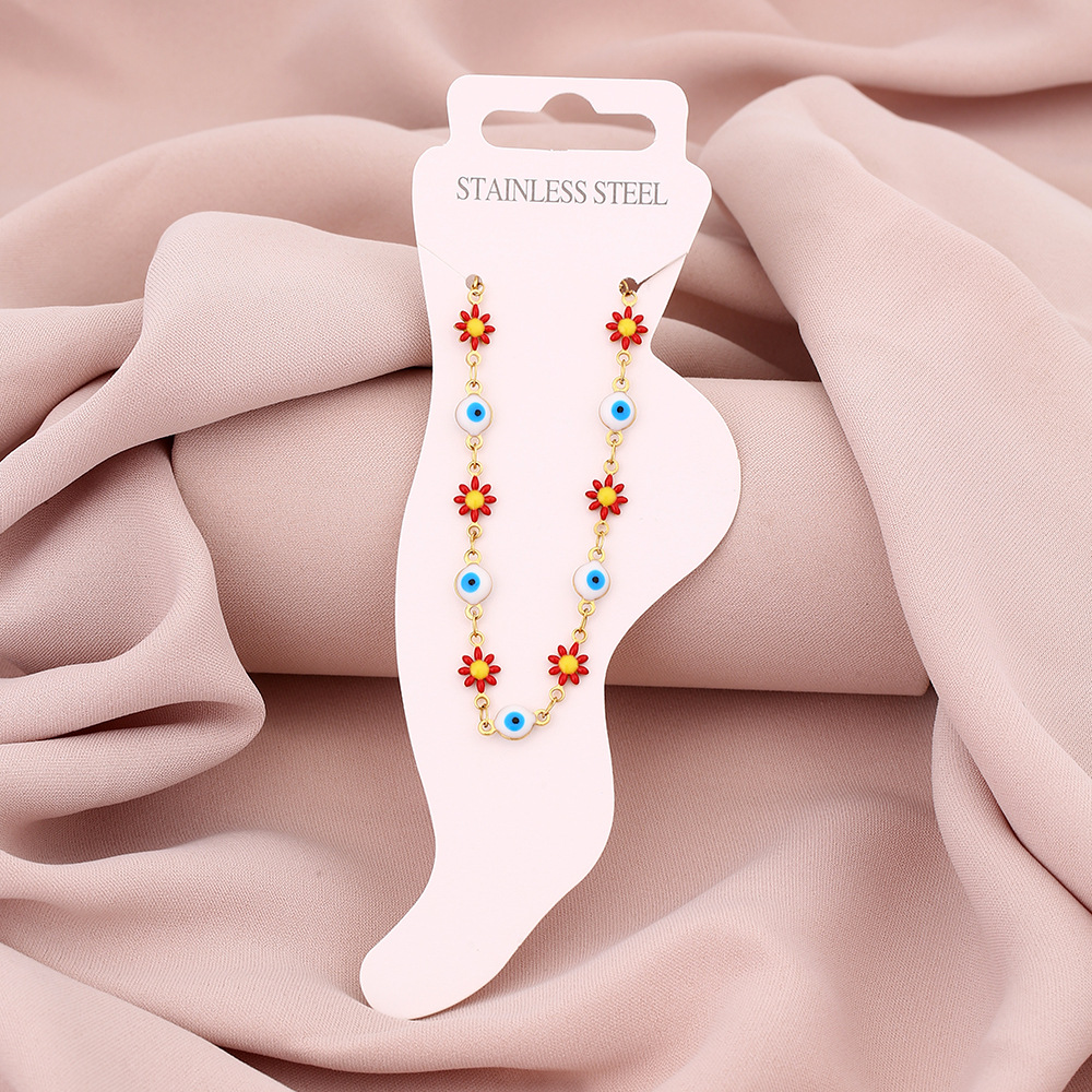 1 Piece Modern Style Eye Flower Stainless Steel Water Plating 18Baby & Toddler Toys Women's Anklet display picture 3