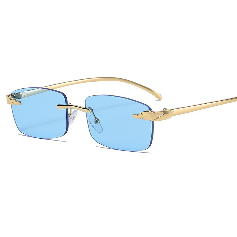 Leopard Head Frameless Sunglasses Retro Geometric Pattern Women's Outdoor Casual Unisex_voghion.com
