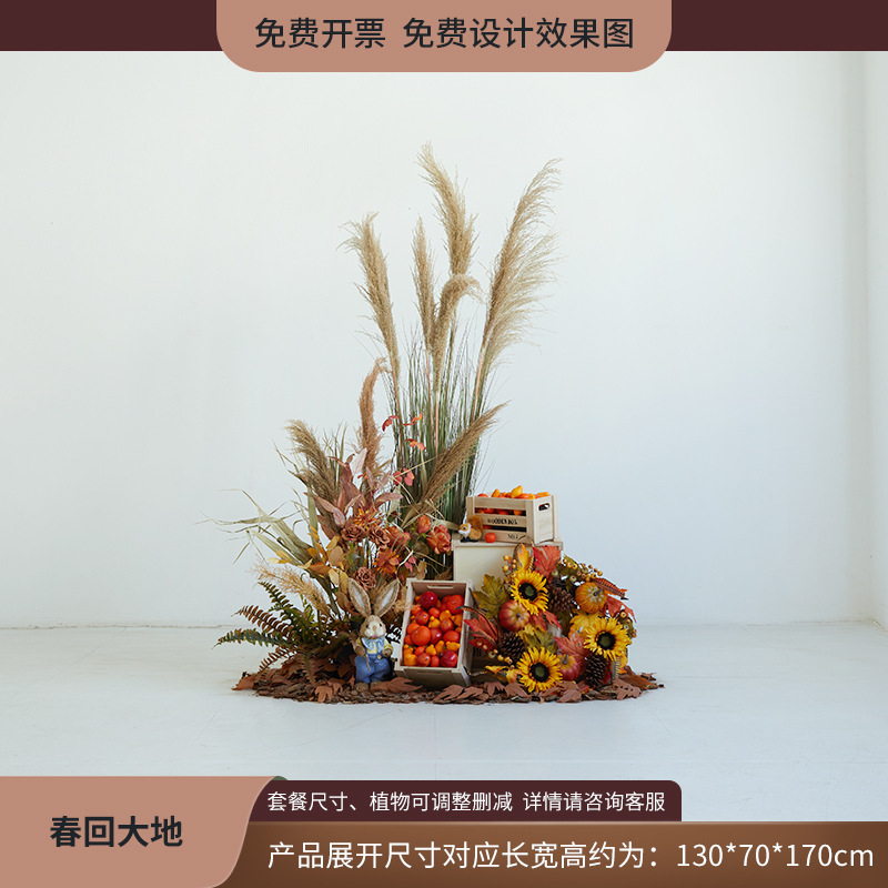 植物造景假绿植棉花云朵芦苇干花装饰直播间秋冬橱窗场景布置日暖|undefined