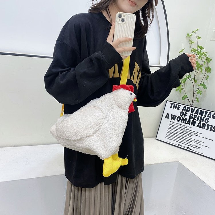 Cute Plush Bag for Women 2025 New Casual Shoulder Bag for Girls Creative Rooster Crossbody Bag Personalized Plush Bag