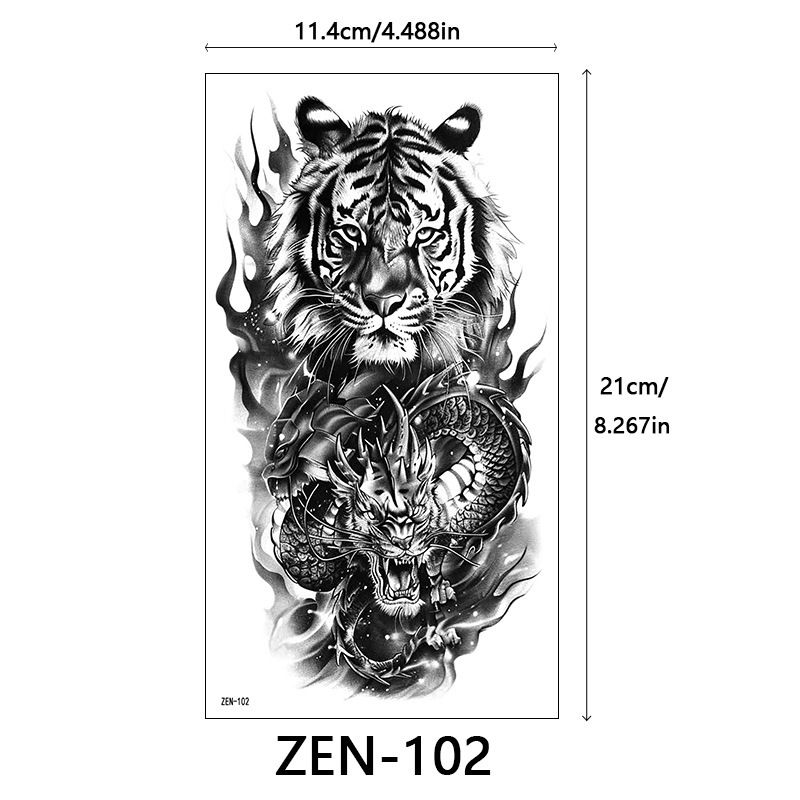 新品跨境 ZEN小全臂纹身贴半臂纹身贴动物花朵万圣节纹身贴tattoo|undefined