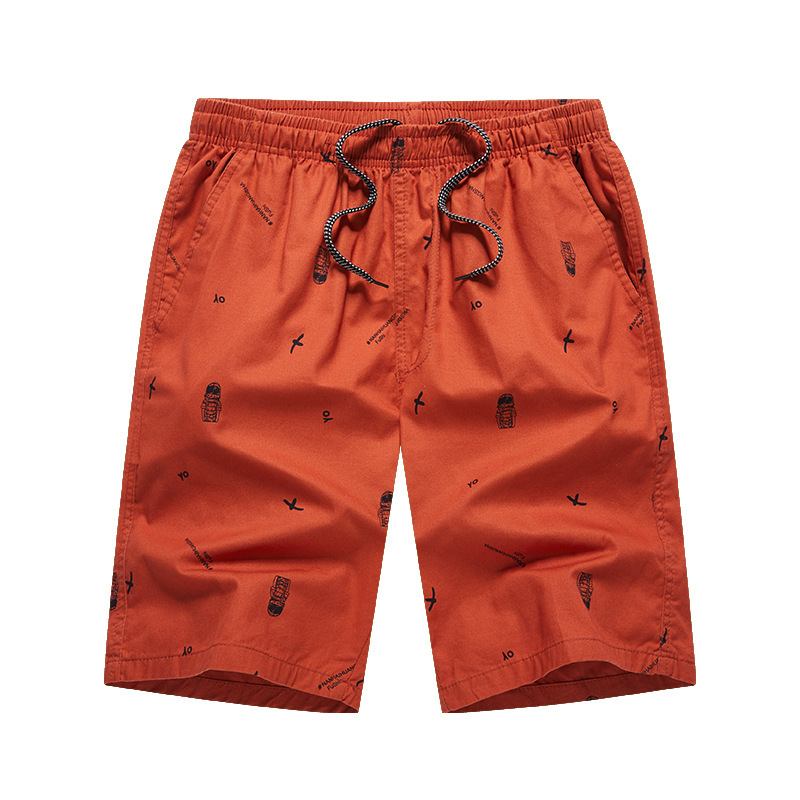 Men's Pure Cotton Printed Shorts Summer Trendy Casual Loose Five-Point Shorts with Zipper Pocket Men's Pure Cotton Printed Shorts Summer Trendy Casual Loose Five-Point Shorts with Zipper Pocket