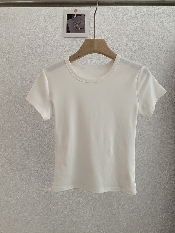 Omalai 無地ショルダースリムフィット半袖 Tシャツ多用途ファッショントレンド新作トップス卸売女性 3699|undefined