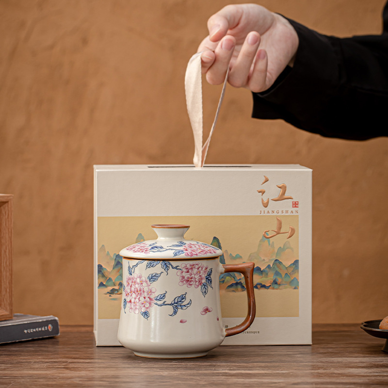 高档汝窑陶瓷杯高颜值水杯带盖家用办公喝茶杯子个人杯送老师礼品|undefined