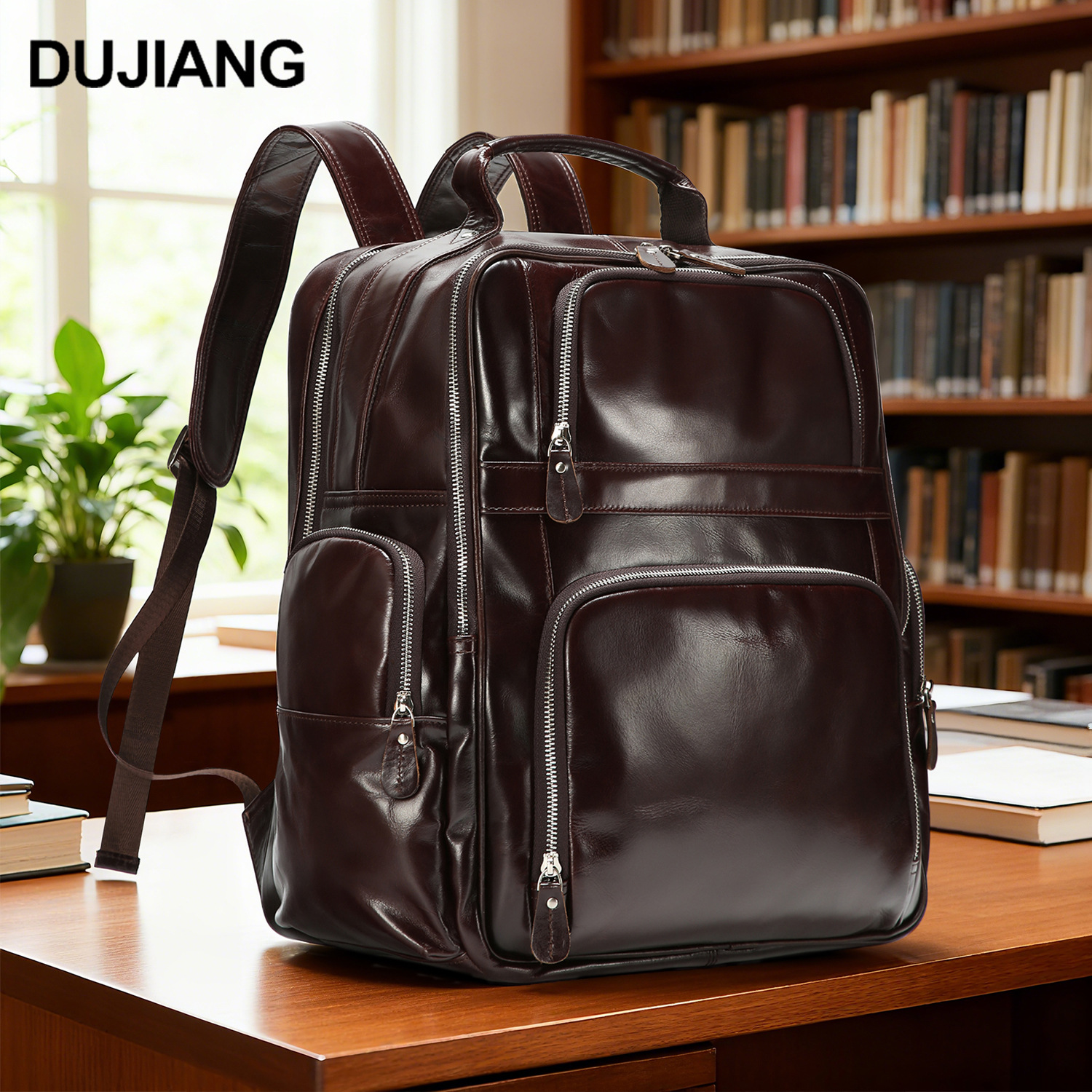 头层牛皮真皮双肩包大容量休闲旅行包跨境热销包包简约男士背包