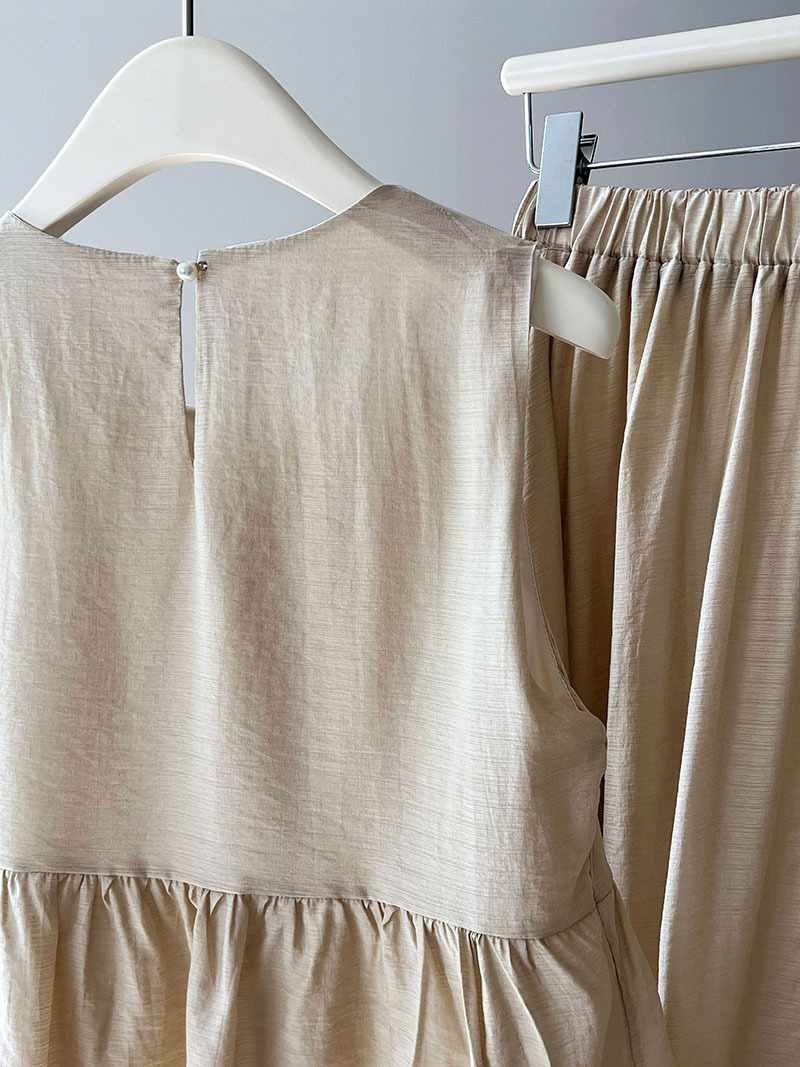 Summer Lightweight Sleeveless Vest Doll Shirt Skirt Two Piece Set Loose Tencel Suit Women