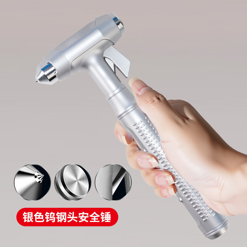 SAIEN – 3-in-1 Car Safety Qəza çəkici - 1705-car-safety-hammer-tungsten-steel-head-silver