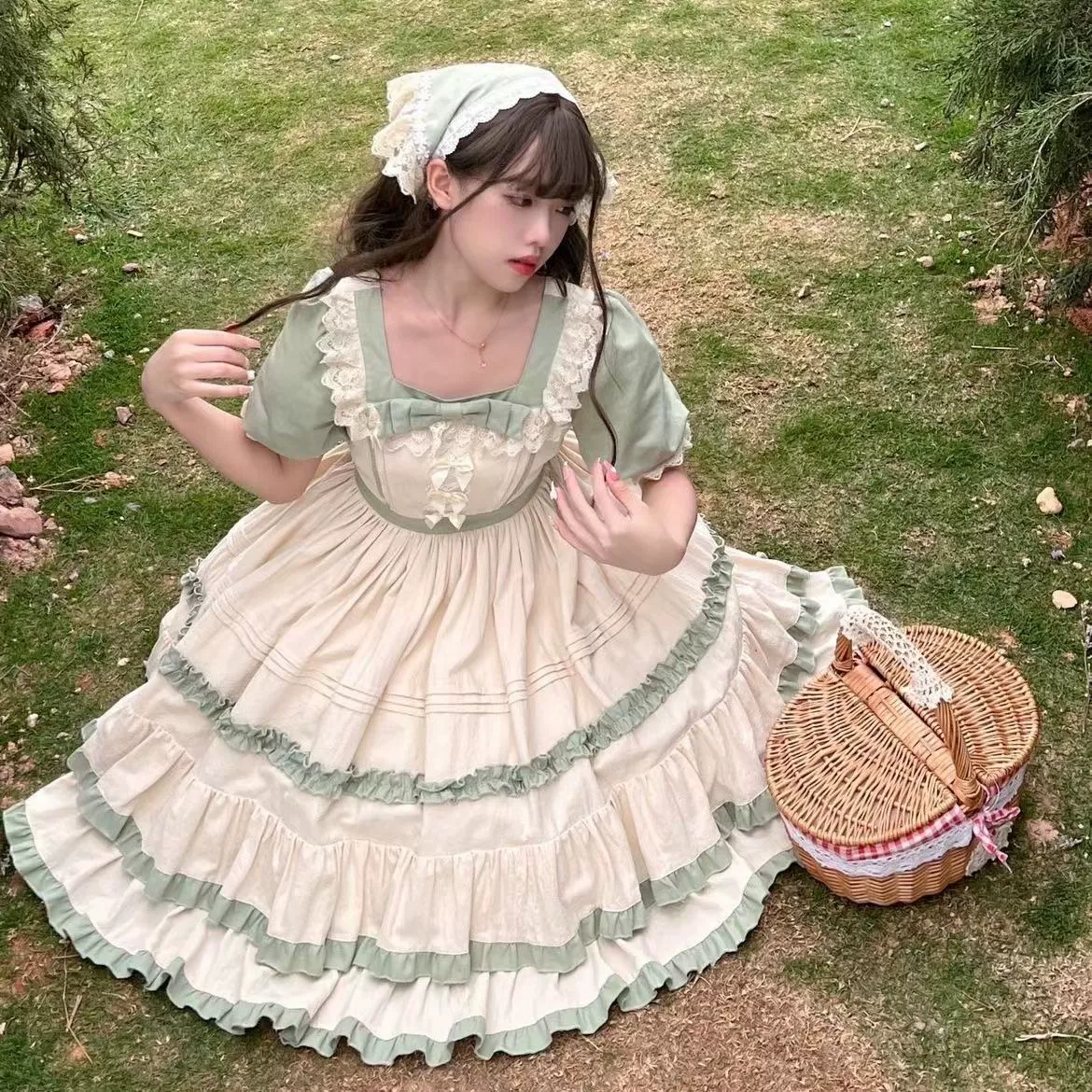Дизайн короткий рукав платье, стиль Lolita, Lolita OP