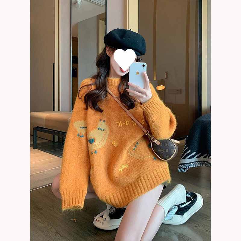 여성 2025 새로운 한국 패션 서양식 느슨한 니트 스웨터 엉덩이 스커트 투피스 세트 봄