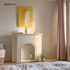 法式奶油风发光壁炉北欧白色装饰柜摄影客厅简约网红ins风玄关柜