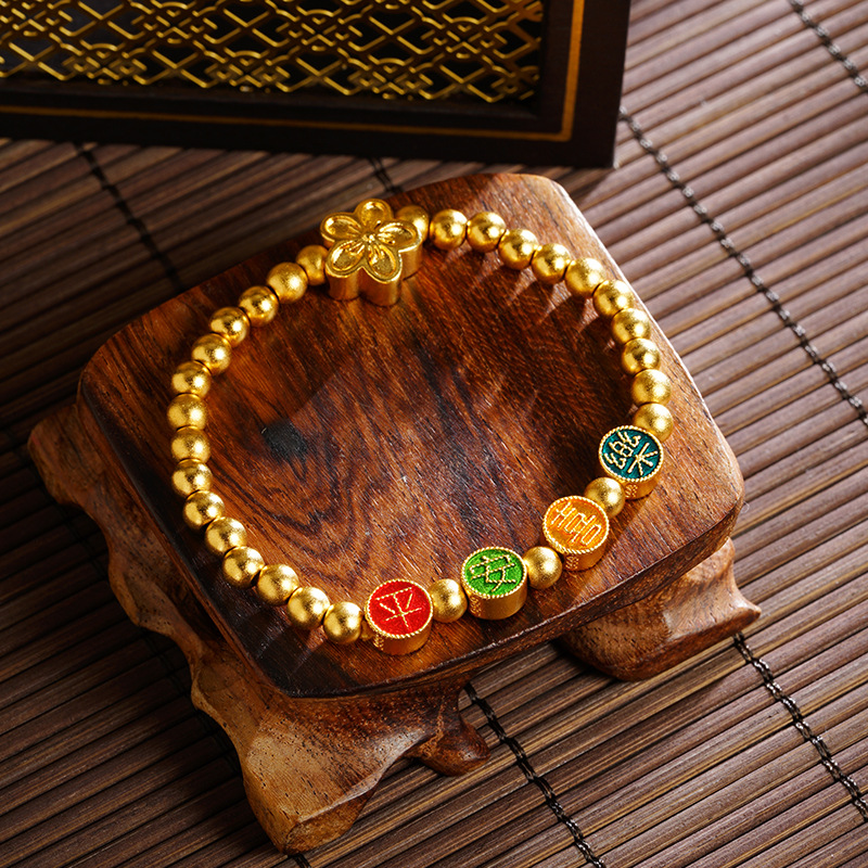 Nuevos productos vietnamitas sajin ping an felicidad flor pulsera de cuentas ligera lujo no desvanecerse nicho de alta calidad joyería