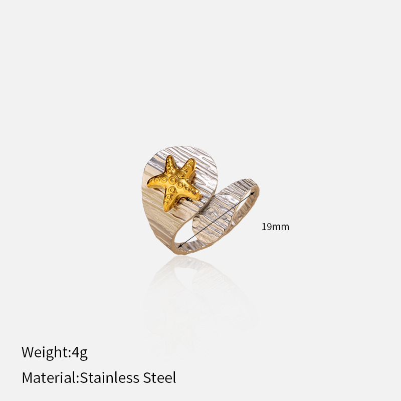 Anillo de acero inoxidable de oro de acero de dos colores, estilo de lujo ligero y estilo de estilo, anillo de acero de titanio abierto