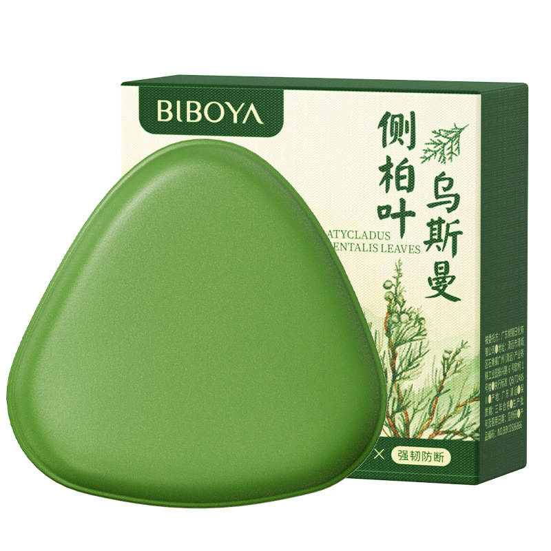 Bibaiya lado de la hoja de ciprella Usman anti-rotura champú jabón de hierbas fuerte cuidado del cabello jabón de cabello fábrica al por mayor image 6
